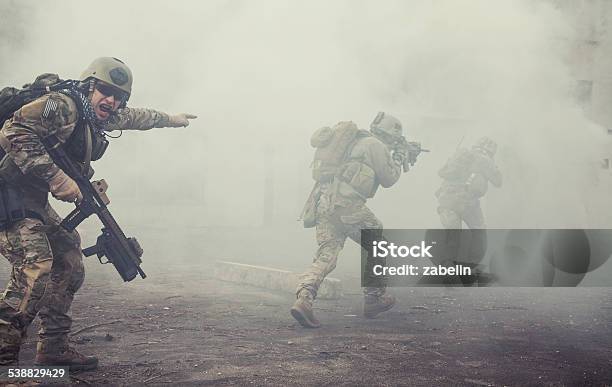 United States Army Rangers In Action Stock Photo - Download Image Now - War, Armed Forces, Army Soldier