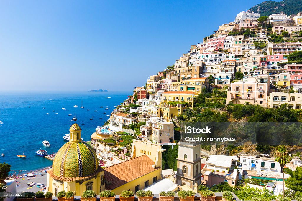 Positano, famous and beautiful town on the Amalfi Coast. Positano, famous and beautiful town on the Amalfi Coast, near Naples and Sorrento, Italy. 2015 Stock Photo