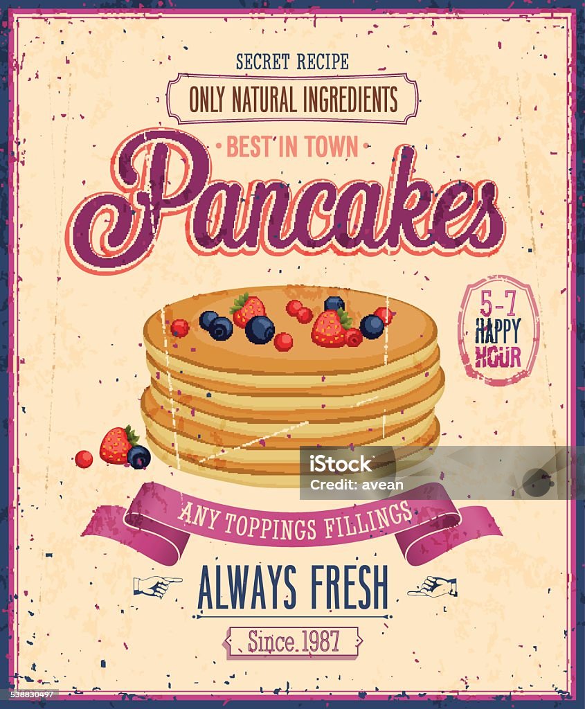 Vintage Pancakes Poster. Vintage Pancakes Poster. Vector illustration. Pancake stock vector