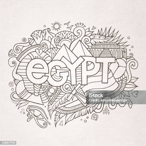 Egypt Lettering Pattern Egypt Hand Lettering And Doodles Elements Background Stock Illustration ...