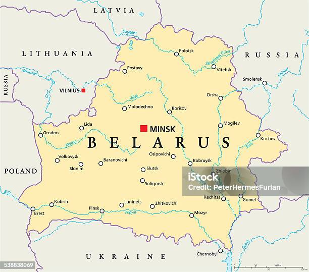 Belarus Political Map Stock Illustration - Download Image Now - Belarus, Map, Gomel