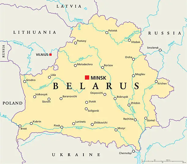 Vector illustration of Belarus Political Map