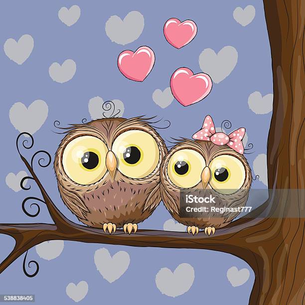 Two Owls Stock Illustration - Download Image Now - 2015, Adult, Animal