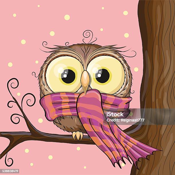 Owl On A Brunch Stock Illustration - Download Image Now - 2015, Animal, Animal Body Part