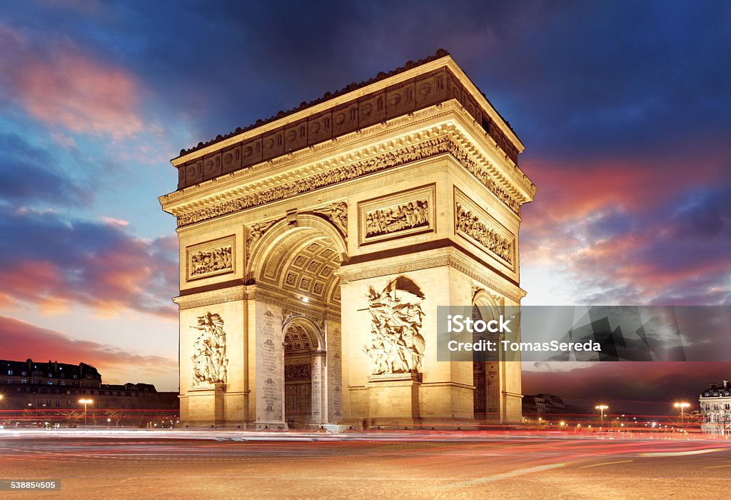 Arc de Triomphe at sunset, Paris Arc de Triomphe - Paris Stock Photo