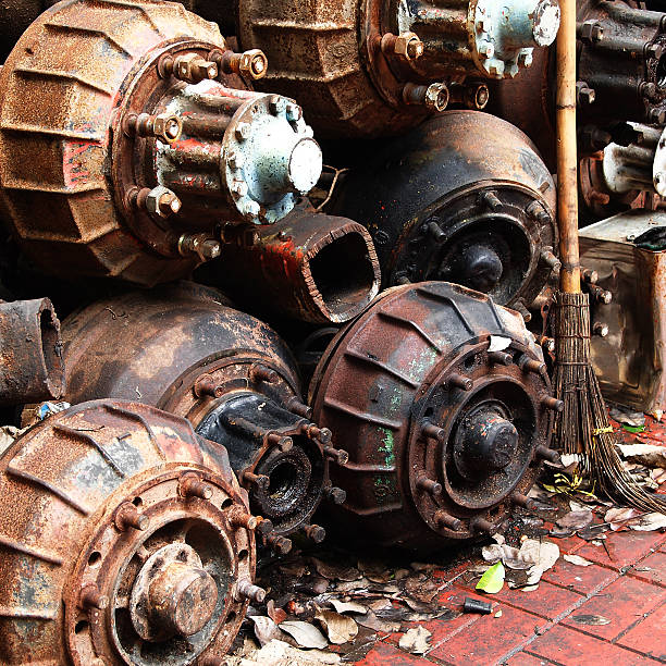 istock Old heavy truck trailer axle 538858909
