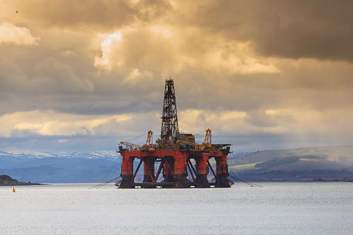 Semi Submersible Oil Rig at Cromarty Firth in Invergordon, Scotland