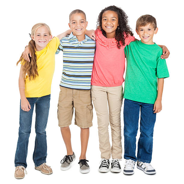istock Diverse group of elementary age friends, isolated on white 538862860