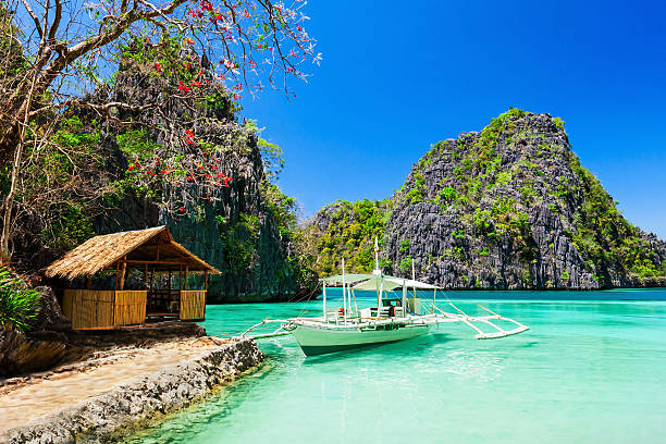 Beauty landscape Filipino boat in the sea, Coron, Philippines boracay photos stock pictures, royalty-free photos & images
