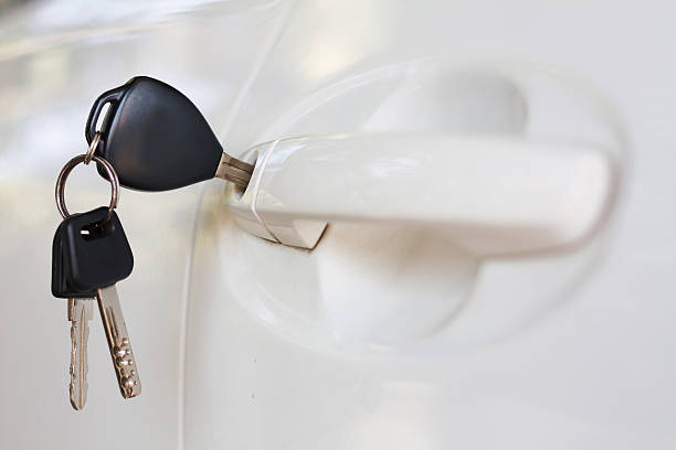 istock Car keys left in the car door 538863830