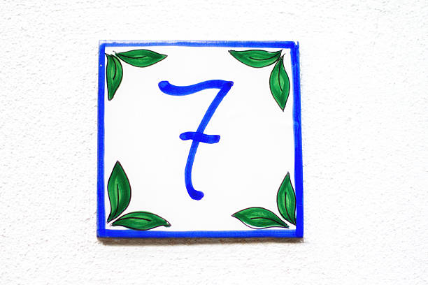istock Number 7 Vintage Ceramic Street Address Tile, Whitewashed Wall 538863886
