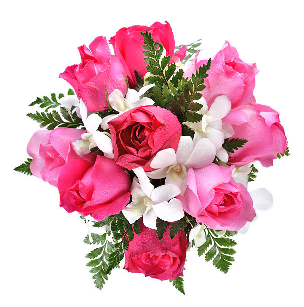 istock bouquet of pink roses isolated on white 538864336