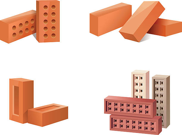 materiały budowlane ikony - cinder block stock illustrations