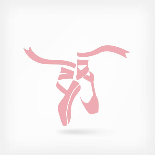illustrazioni stock, clip art, cartoni animati e icone di tendenza di rosa pointes di balletto. studio di danza simbolo - danza-moderna