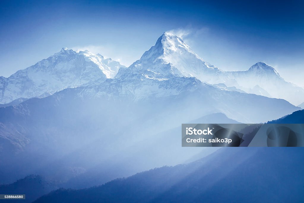 Annapurna mountains Annapurna mountains in sunrise light Mountain Stock Photo