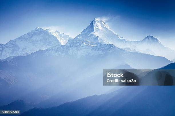 Annapurna Mountains Stock Photo - Download Image Now - Mountain, Snow, Mountain Peak