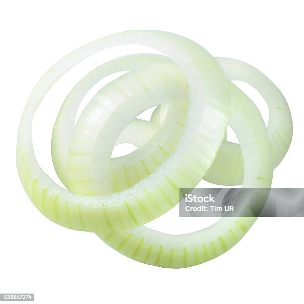 Onion Slices Isolated With Clipping Path Stock Photo - Download Image Now - Onion, Slice of Food, Onion Ring