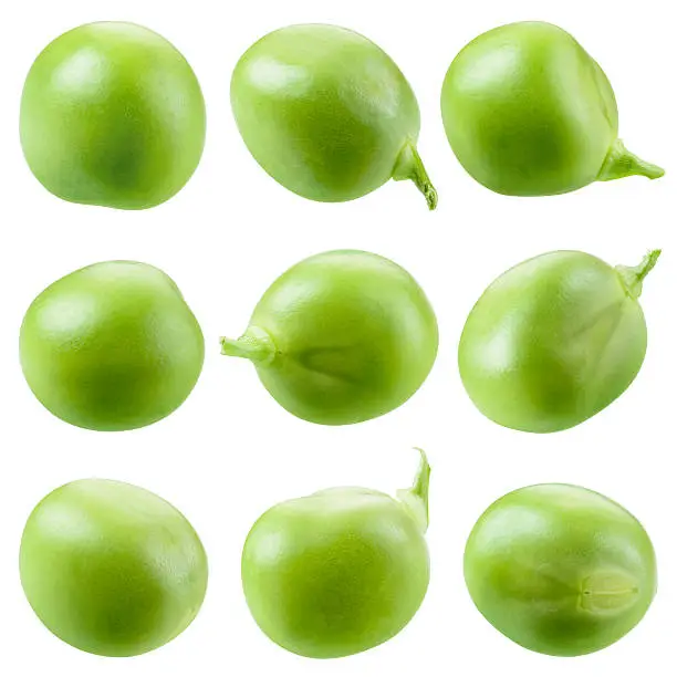 Photo of Green pea isolated on white. Collection.