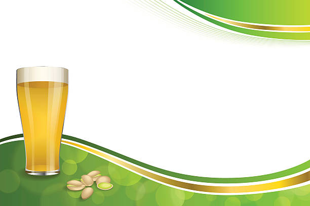 배경기술 추상적임 초록색입니다 골드 음료입니다 유리컵 맥주 피스타치오 일러스트 및 벡터 - pistachio beer nuts nut backgrounds stock illustrations