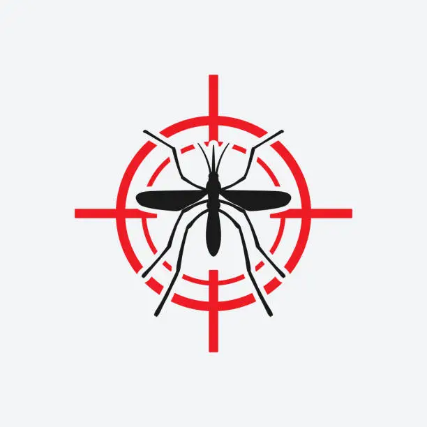 Vector illustration of mosquito icon red target