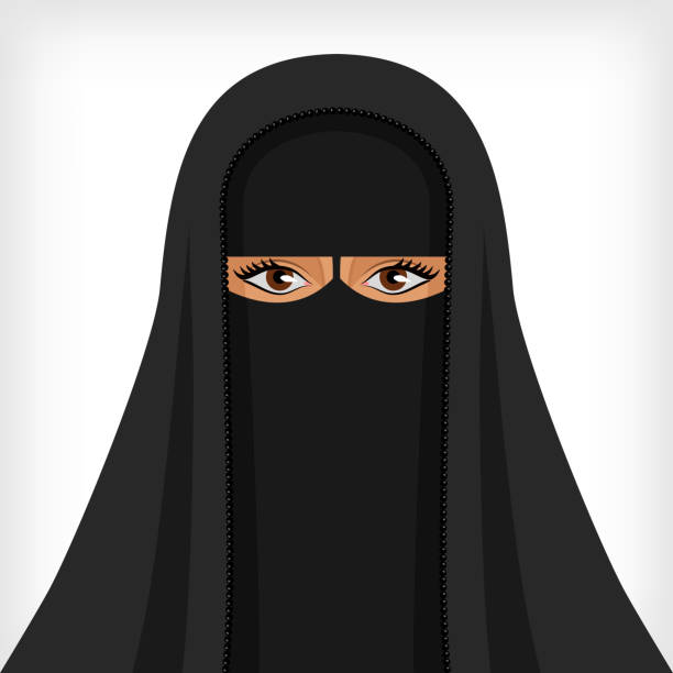 Beautiful Muslim Woman In Black Niqab Stock Illustration - Download Image  Now - Nikab, Burka, West Asian Ethnicity - iStock