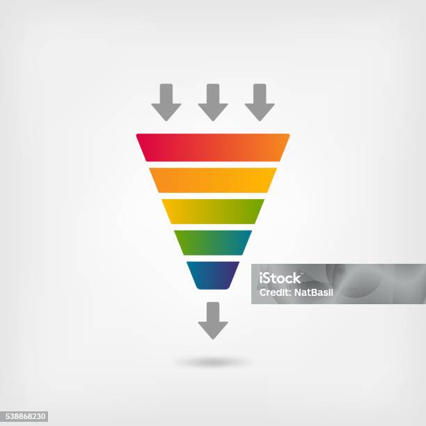 Rainbow Color Marketing Funnel Stock Illustration - Download Image Now - Marketing Funnel, Vector, Separating Funnel