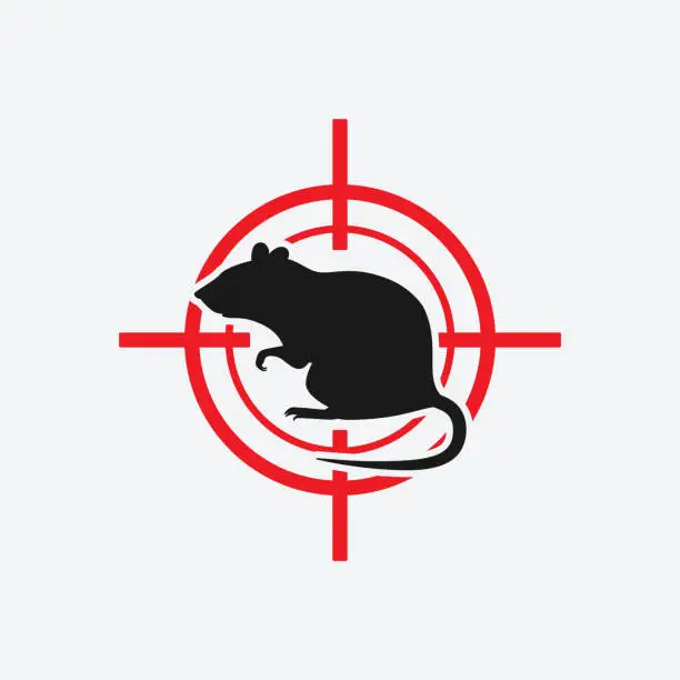 Vector illustration of rat icon red target