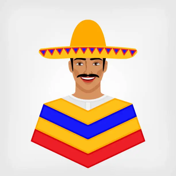 Vector illustration of Mexican man in traditional clothes