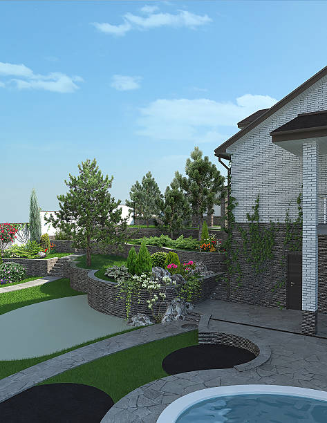 istock Patio living space arrangement, 3d render 538869454