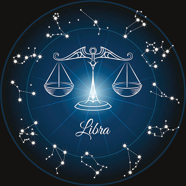 Zodiac sign libra Zodiac sign libra and circle constellations. Vector illustration libra stock illustrations