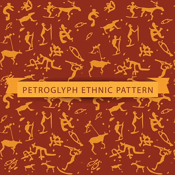 Vector illustration of Seamless ethnic petroglyph saami pattern