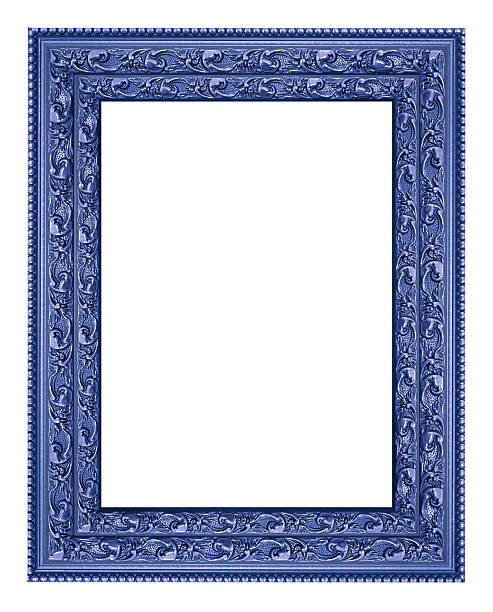 istock Blue vintage picture and photo frame isolated on white background 538874144
