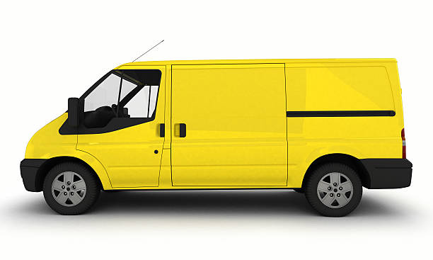 istock Yellow delivery van on a white background.3D illustration. 538874766