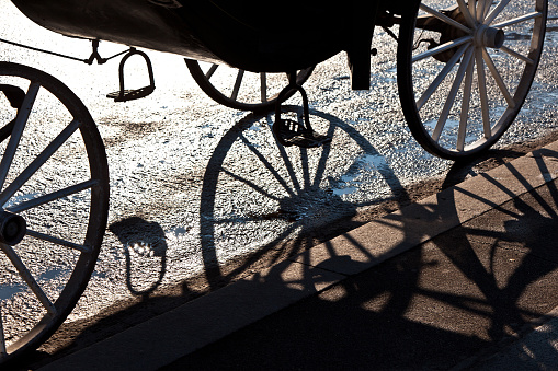fiaker wheel with shadow in Vienna