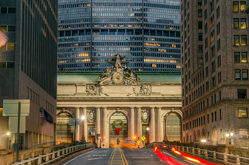 Night View of Grand Central Terminal in Midtown Manhattan, New York City.