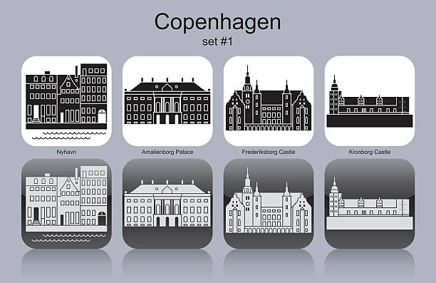 illustrations, cliparts, dessins animés et icônes de icônes de copenhague - kronborg castle
