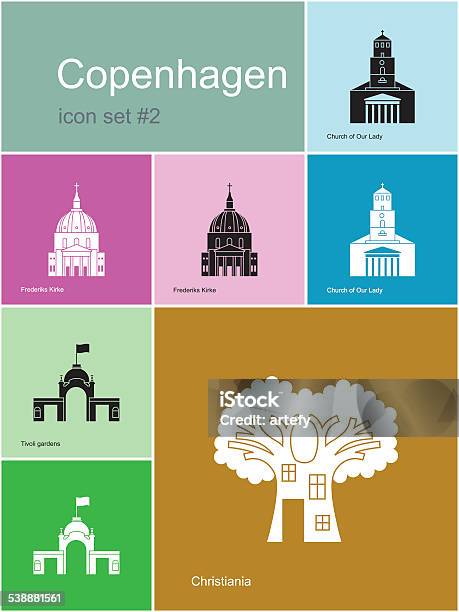 Icons Of Copenhagen Stock Illustration - Download Image Now - Denmark, Tivoli - Copenhagen, Building Exterior