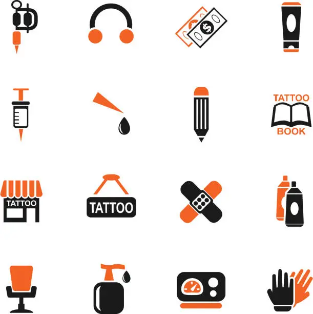 Vector illustration of tattoo salon icon set