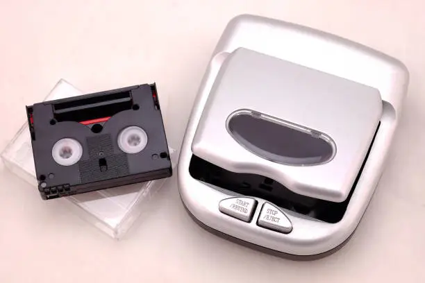 Photo of mini DV Cassette  and mini DV Cassette Rewinder