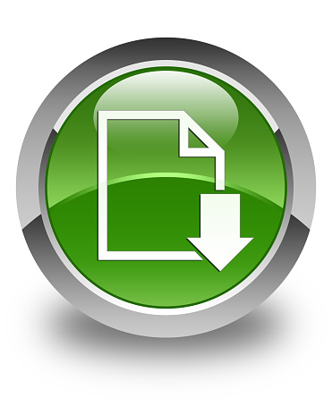 Download document icon glossy soft green round button