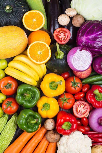 istock Colorful fruits and vegetables background 538883764