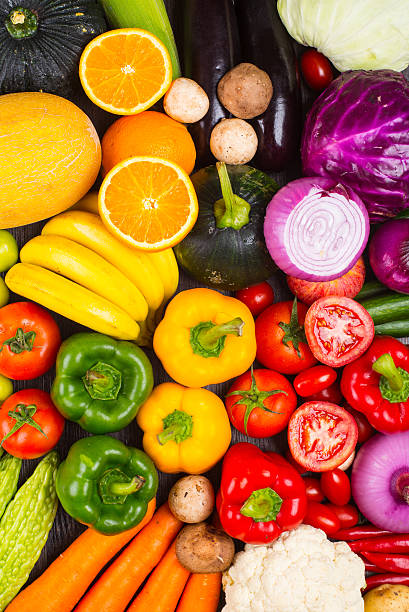 istock Colorful fruits and vegetables background 538883854