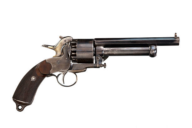 Pistol original revolver Revlover old antique isolated on white old guns stock pictures, royalty-free photos & images