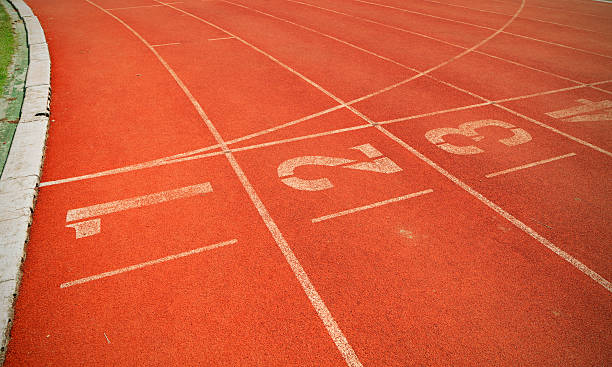 istock Numbers on running track vintage tone style. 538885712