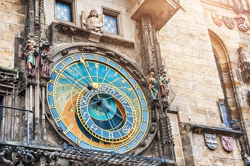 Histórica medieval reloj astronómico de praga photo