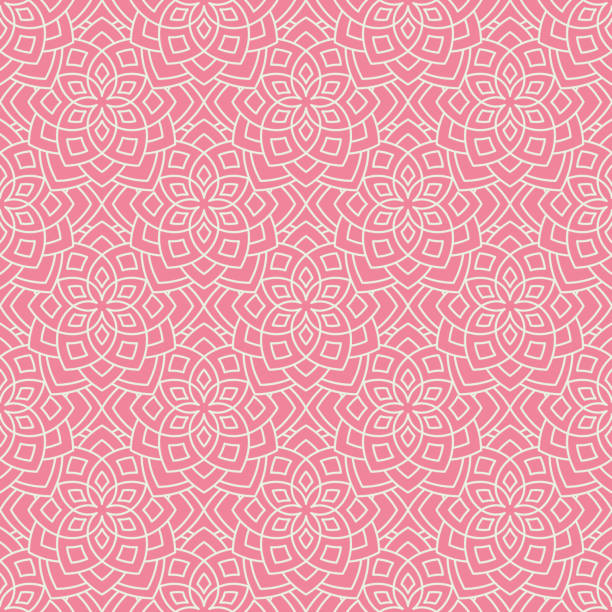 ilustrações, clipart, desenhos animados e ícones de abstrato floral padrão - lotus water lily lily pink