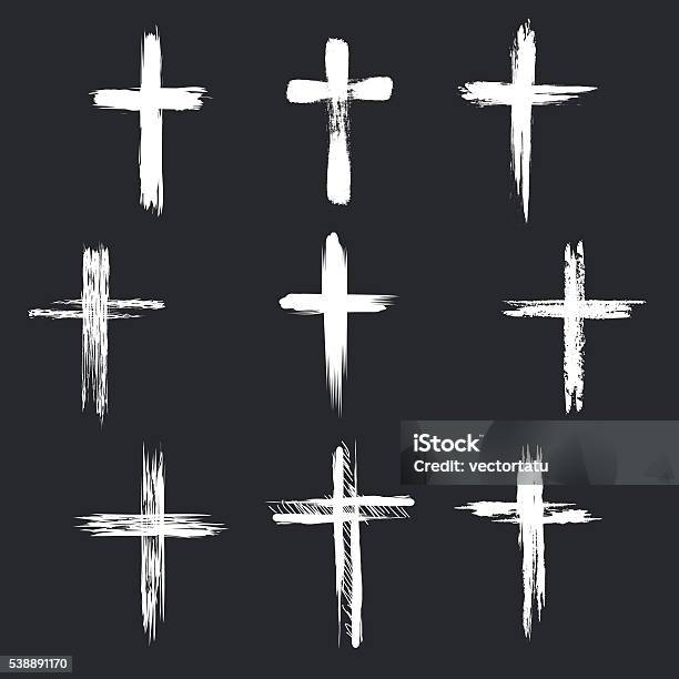Grunge Christian Cross Icons Stock Illustration - Download Image Now - Religious Cross, Christianity, Crucifix
