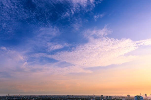 blue sky and cloud with twilight sunset over bangkok city, Thailand