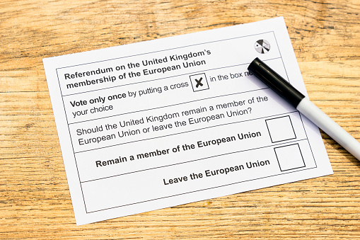 Voting Form for the UK referendum vote on the continued membership of the European Union.