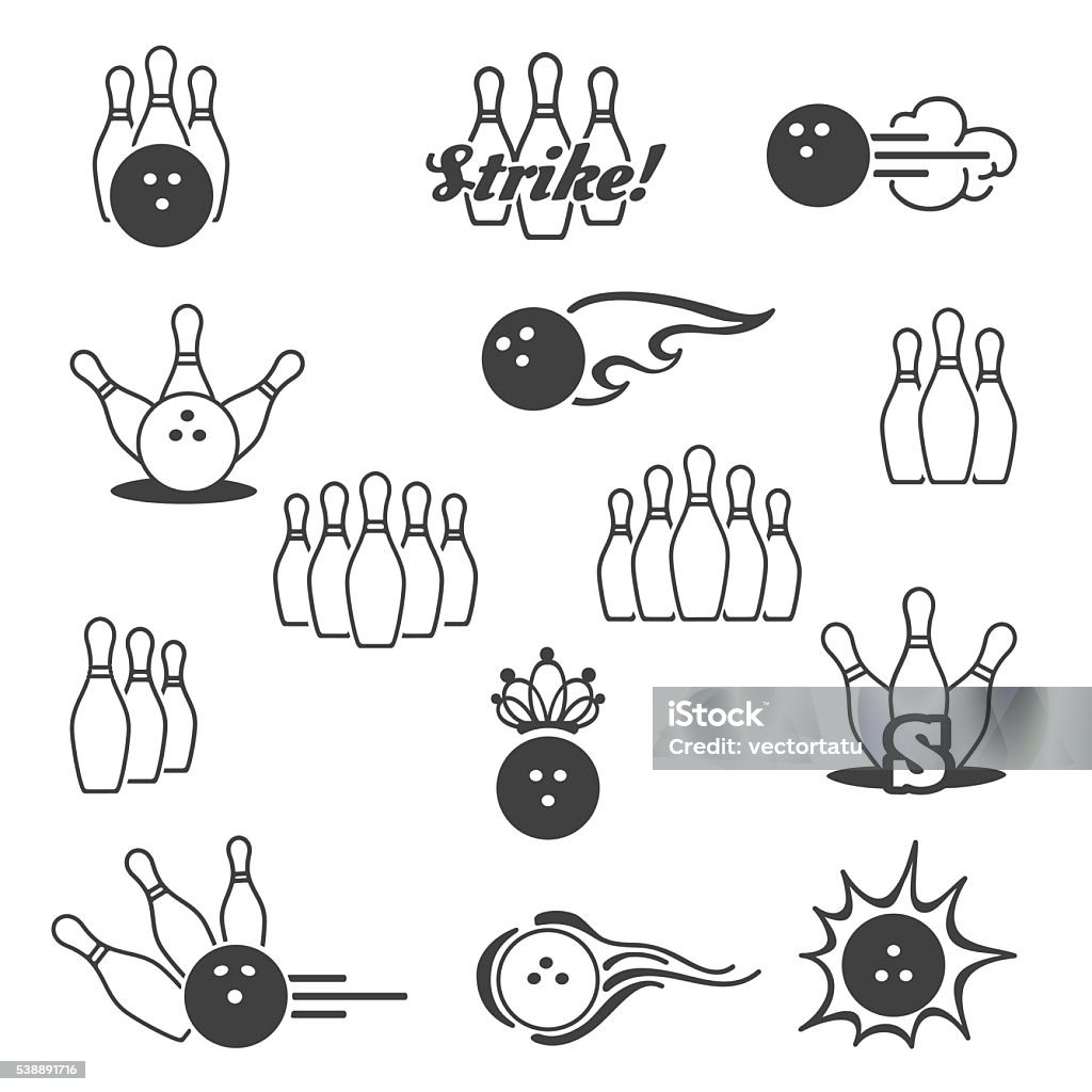 Bowling signs icons Bowling icons. Bowling signs and bowling pictograms. Vector illustration Ten Pin Bowling stock vector